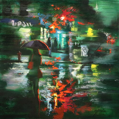 Night Walk in First Avenue von Chin H Shin, Malerei kaufen auf Singulart