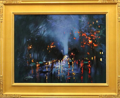 Rainy Day 17 Central Park West par Chin H Shin, Peinture en vente sur Singulart