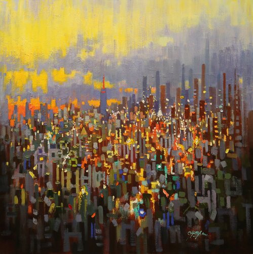 New York Toward Sunset von Chin H Shin, Malerei kaufen auf Singulart
