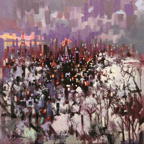 Winter Afternoon in Manhattan van Chin H Shin, Schilderij te koop op Singulart