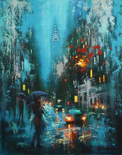 Evening Rain in Lexington van Chin H Shin, Schilderij te koop op Singulart