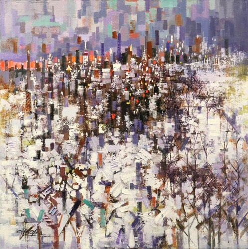 Winter Landscape in Manhattan by Chin H Shin, 油畫 for Sale on Singulart