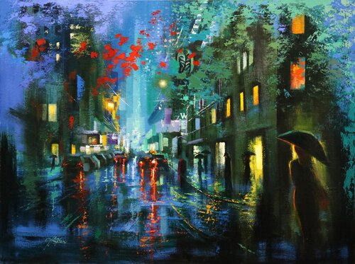 Heading to Broadway de Chin H Shin, Pintura a la venta en Singulart