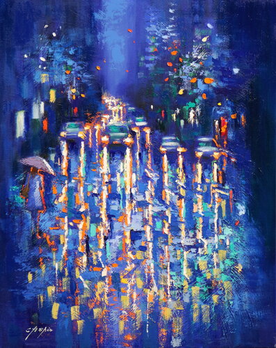 BLUE EVENING IN LEXINGTON by Chin H Shin, 회화 for Sale on Singulart