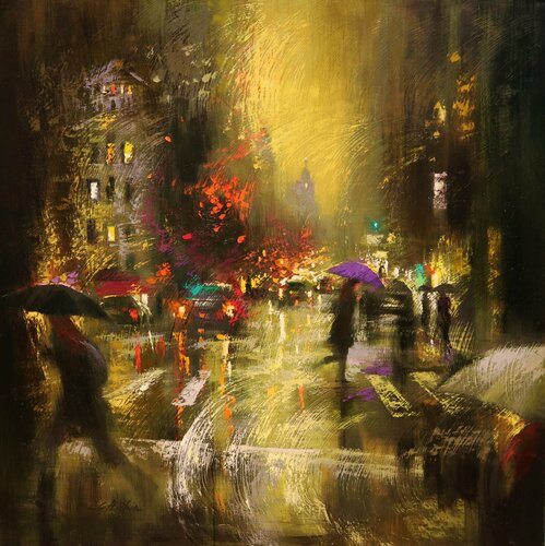 Passing Storm in Lexington Avenue by Chin H Shin, 회화 for Sale on Singulart