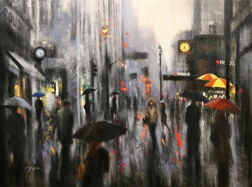 Macy's Yellow Clock and New York von Chin H Shin, Malerei kaufen auf Singulart