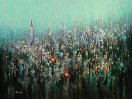 URBAN FOREST 2 GREEN MORNING di Chin H Shin, Pittura in vendita su Singulart