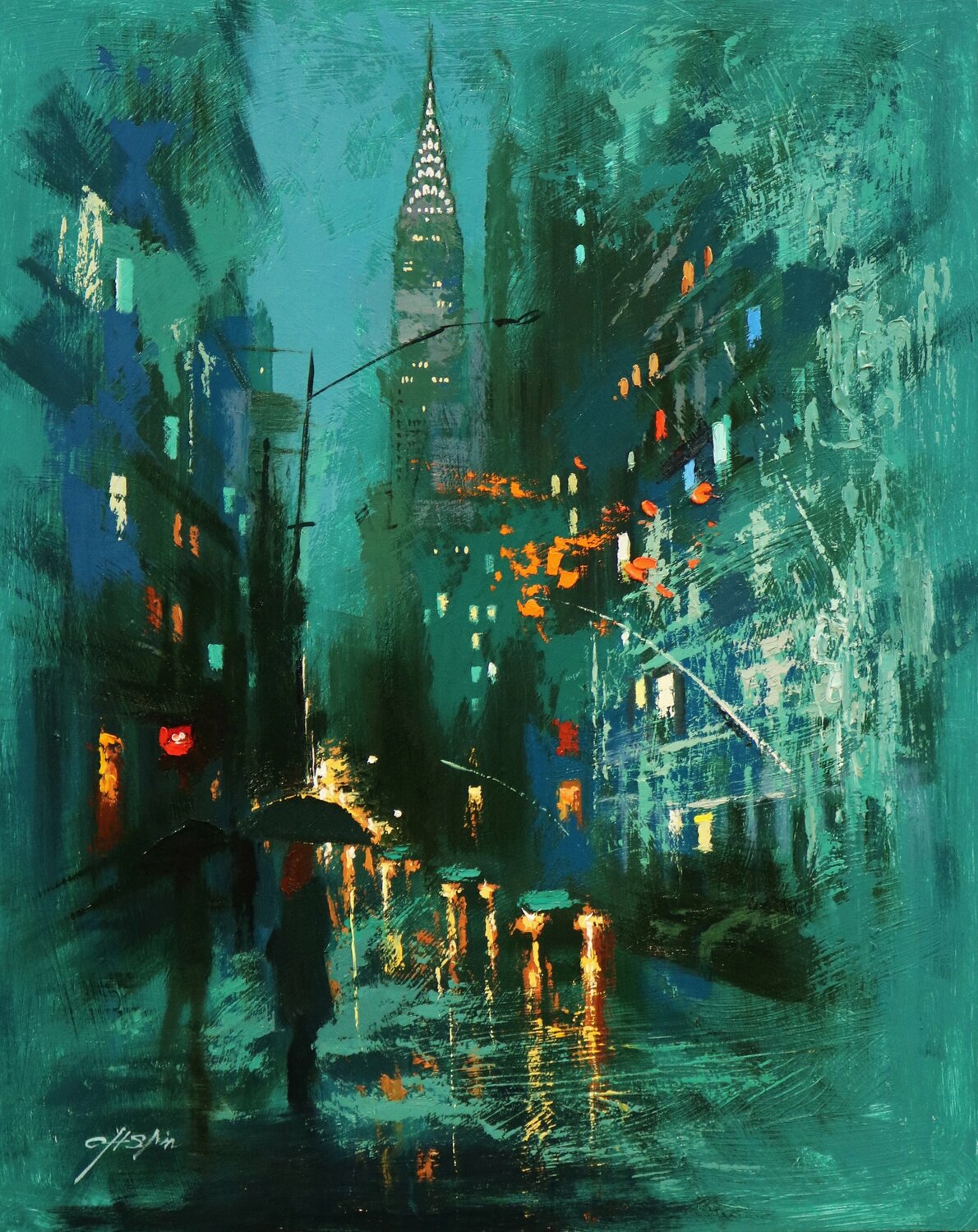 The Mysterious Night in Lexington Avenue Chin H Shin Originalgemälde zu verkaufen