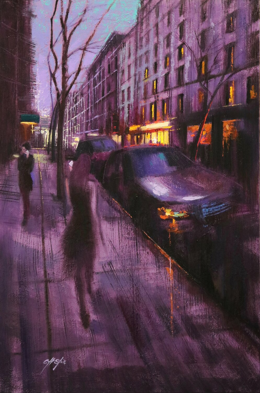 Streets of New York 7 Chin H Shin Originalgemälde zu verkaufen