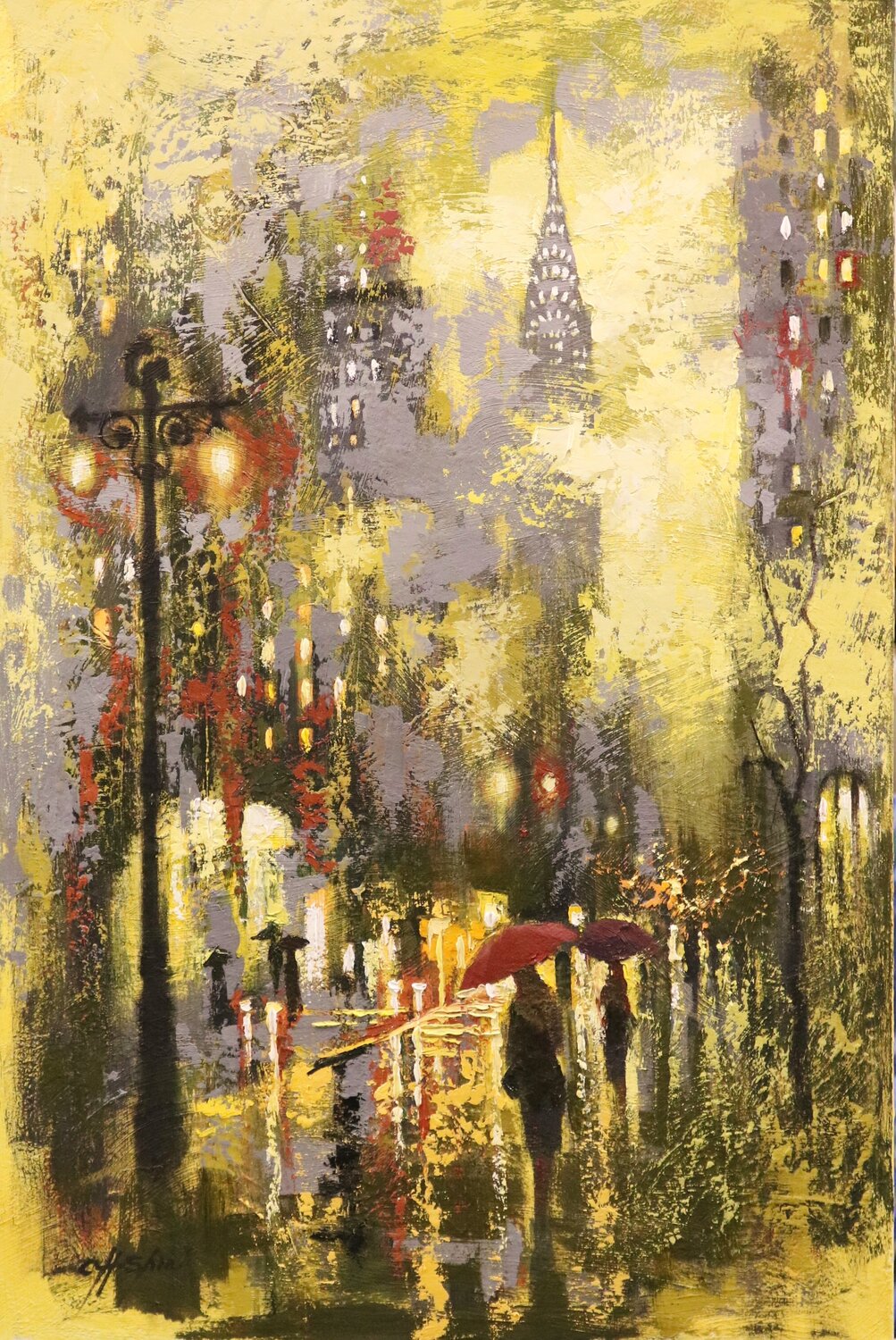 April Rain in 42nd Street Chin H Shin Originalgemälde zu verkaufen