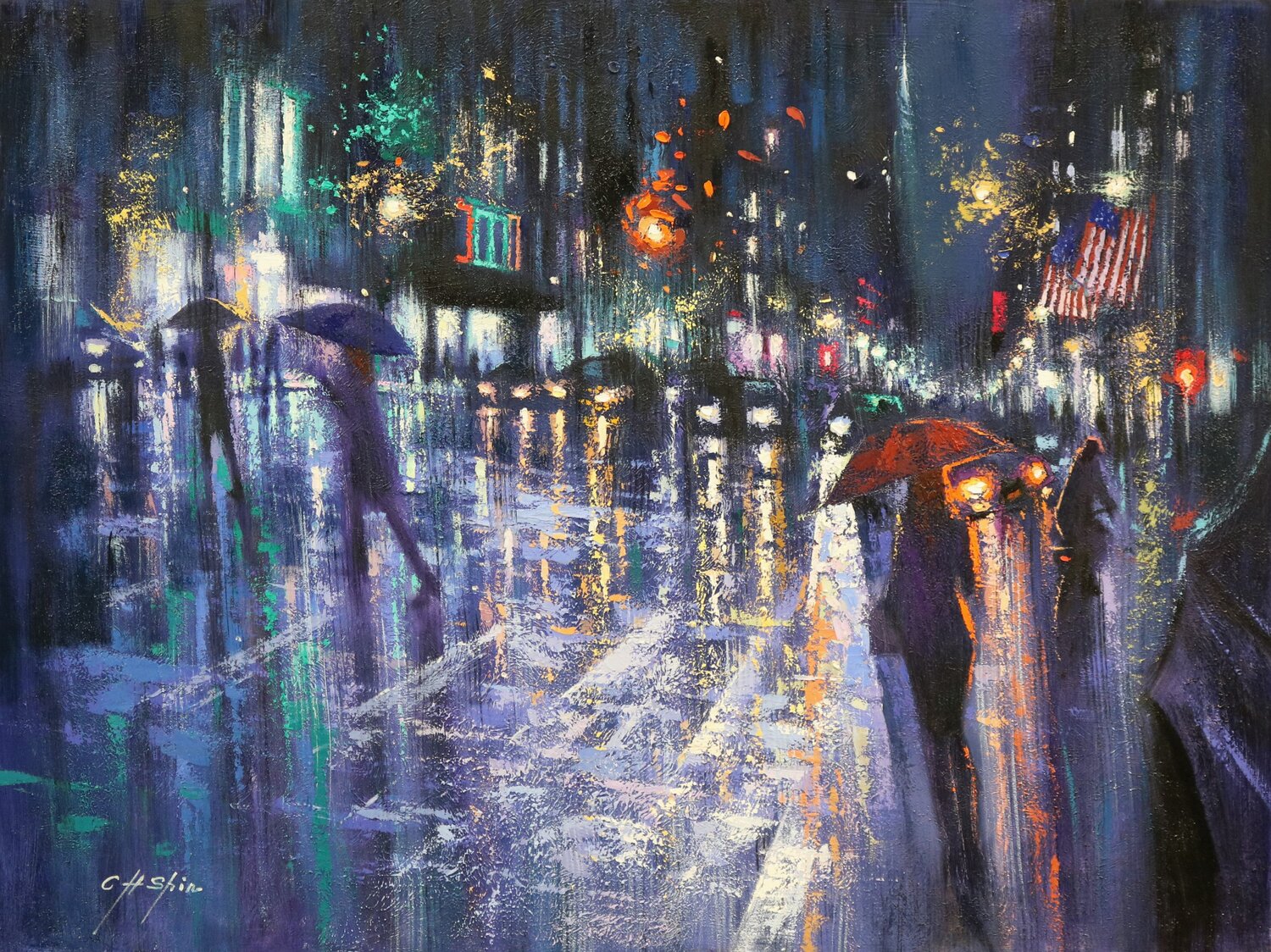 Streets of New York Chin H Shin Originalgemälde zu verkaufen