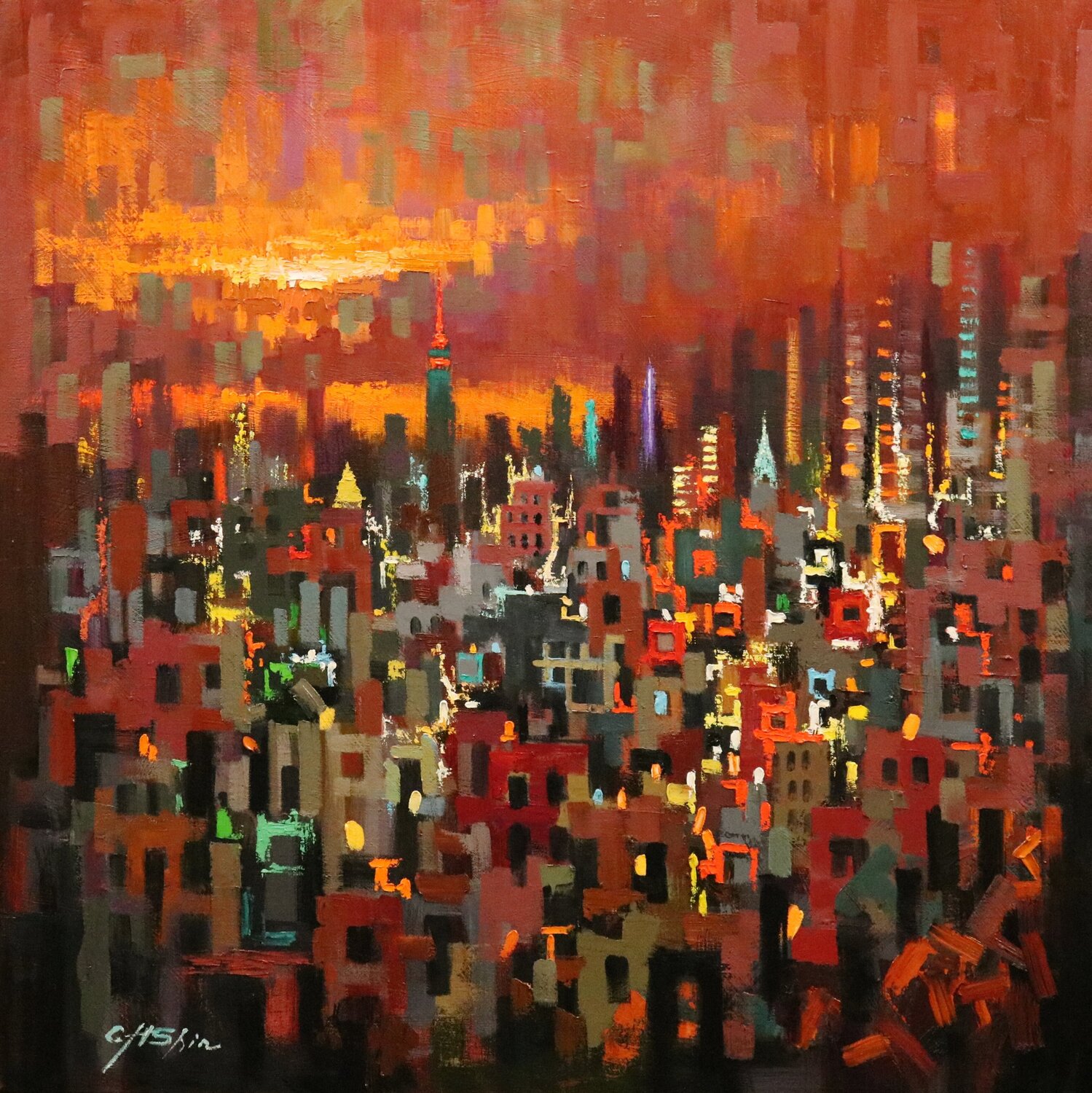 New York Autumn Chin H Shin Origineel schilderij te koop