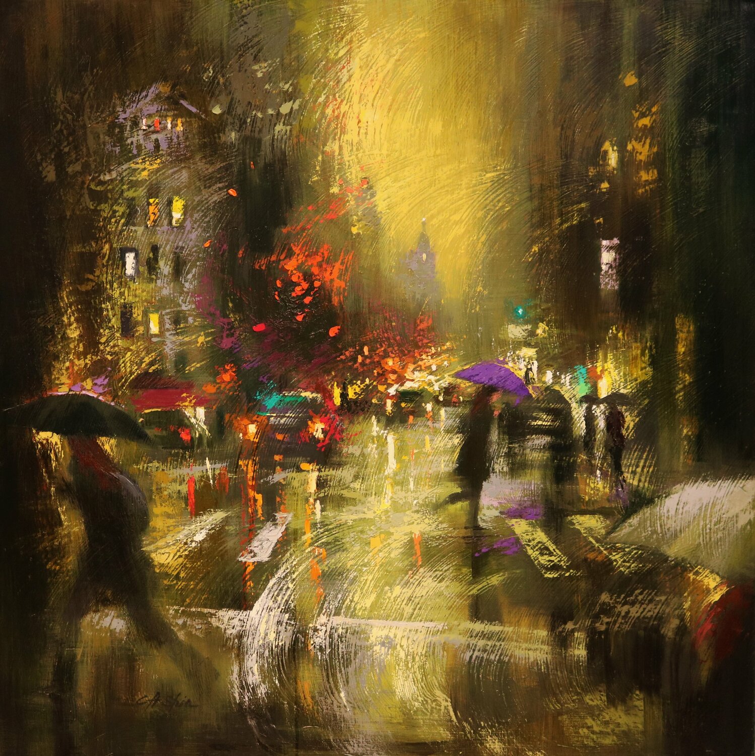 Passing Storm in Lexington Avenue Chin H Shin Originalgemälde zu verkaufen