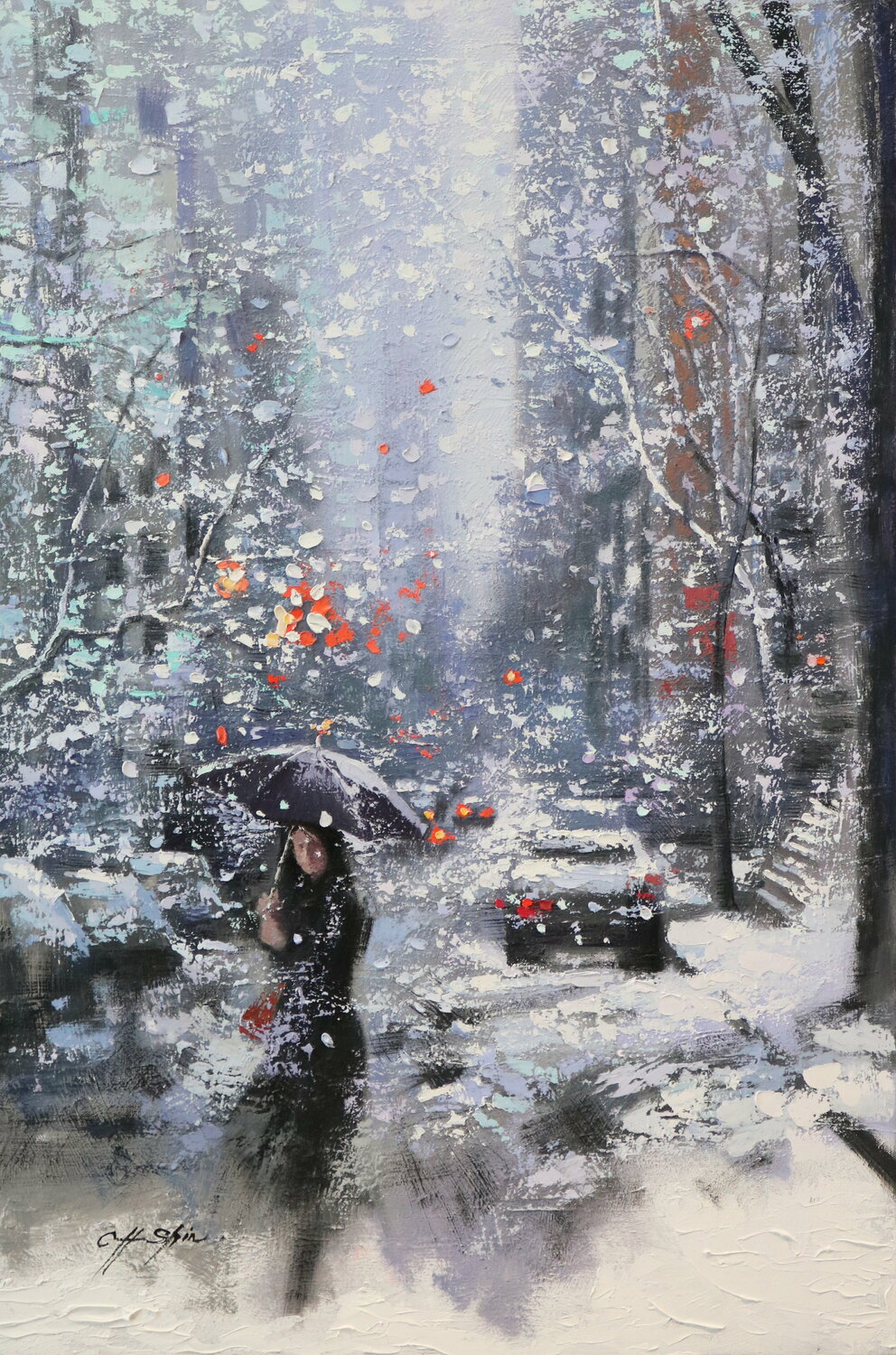 Winter is Coming in Upper New York Chin H Shin Originalgemälde zu verkaufen