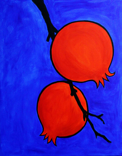 Philosophical still life "Two pomegranates" par Irina Tsypilova, Peinture en vente sur Singulart