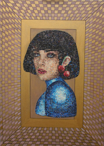 Ameli - paper mosaic on canvas von Irina Tsypilova, Malerei kaufen auf Singulart
