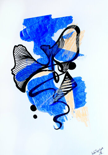 Blue elephant par Irina Tsypilova, Œuvre sur papier en vente sur Singulart