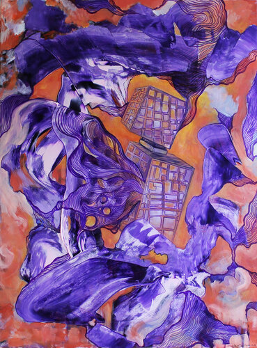 Purple mechanical cow de Irina Tsypilova, Pintura a la venta en Singulart