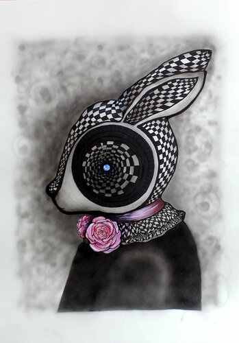 Rabbit in a hole instead of an eye von Irina Tsypilova, Werk auf Papier kaufen auf Singulart