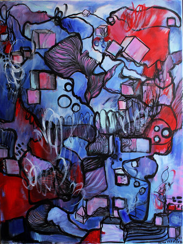 Pink cubes di Irina Tsypilova, Pittura in vendita su Singulart