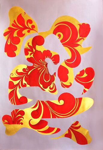 Red on gold von Irina Tsypilova, Werk auf Papier kaufen auf Singulart