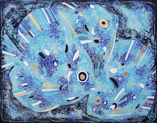 THE BLUE FISH FAMILY van Vasili Zianko, Schilderij te koop op Singulart