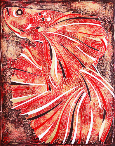 THE RED FIGHTING FISH von Vasili Zianko, Malerei kaufen auf Singulart