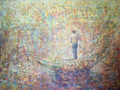 Beautiful and Sunny Day of the Gondolier in Venice par Rakhmet Redzhepov, Peinture en vente sur Singulart
