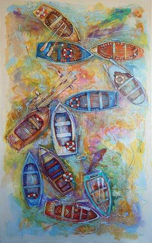 Boats and Fish. von Rakhmet Redzhepov, Malerei kaufen auf Singulart