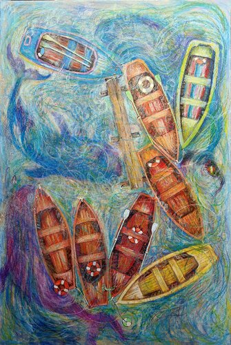Boats in the Bay von Rakhmet Redzhepov, Malerei kaufen auf Singulart