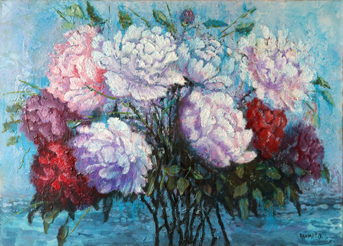 Flowers on the background of the Sea by Rakhmet Redzhepov, 絵画 for Sale on Singulart