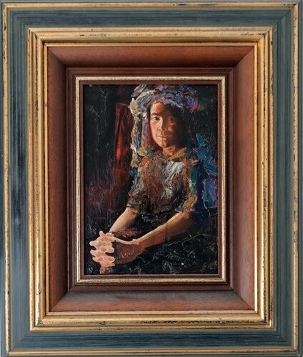 Self-Portrait in a Turban par Rakhmet Redzhepov, Peinture en vente sur Singulart