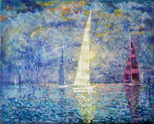 Boat Trip and Windy Day. di Rakhmet Redzhepov, Pittura in vendita su Singulart