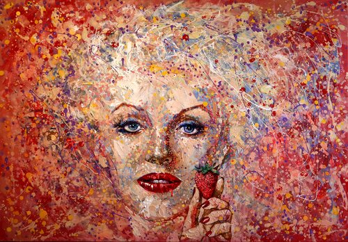 Marilyn Monroe Eats Strawberries! par Rakhmet Redzhepov, Peinture en vente sur Singulart