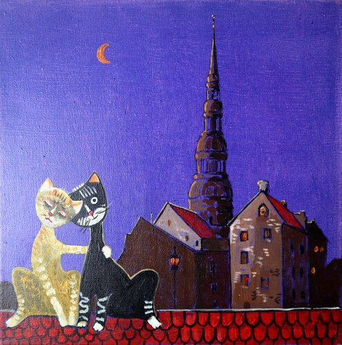 Riga Cats. by Rakhmet Redzhepov, Painting for Sale on Singulart