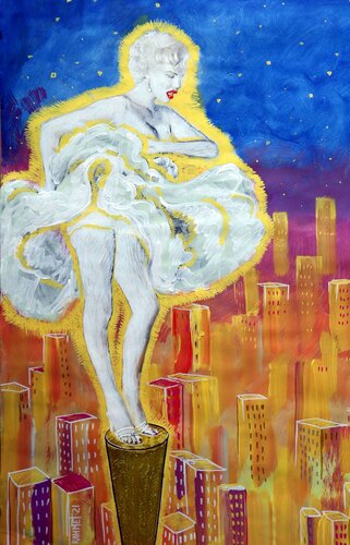 MERILIN MONROE OVER TOWN. de Rakhmet Redzhepov, Pintura a la venta en Singulart