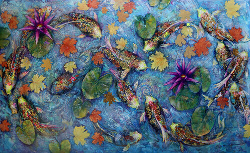 Koi Fish and Golden Leaves Rakhmet Redzhepov