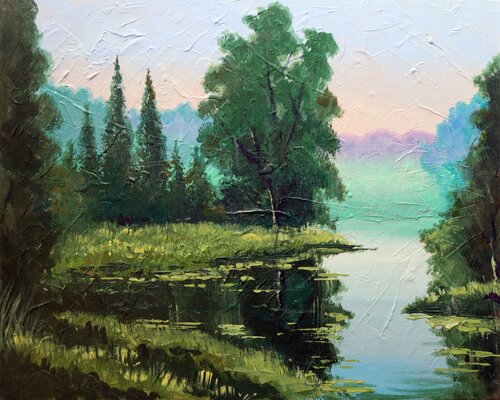 Forest Lake de Rakhmet Redzhepov, Pintura a la venta en Singulart