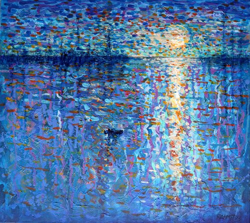 Boat Sea and Sunset di Rakhmet Redzhepov, Pittura in vendita su Singulart