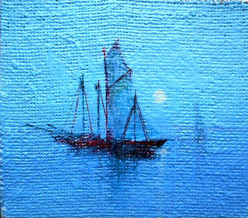 Sea 7 - canvas on cardboard, 13x15cm.acrylic,oil von Rakhmet Redzhepov, Malerei kaufen auf Singulart