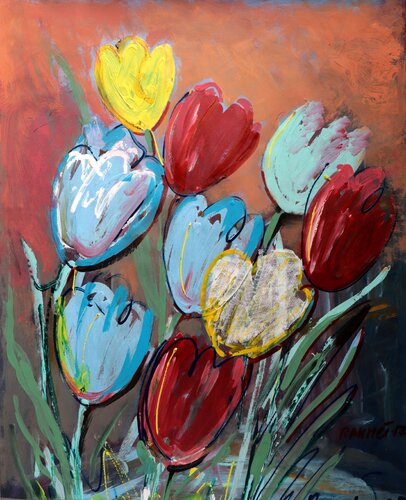 Blue Tulips di Rakhmet Redzhepov, Opera su carta in vendita su Singulart