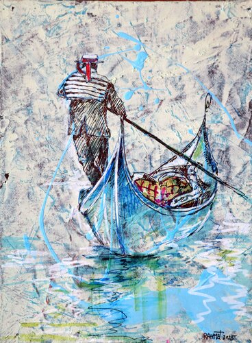 Venice,Gondolier 2 van Rakhmet Redzhepov, Schilderij te koop op Singulart