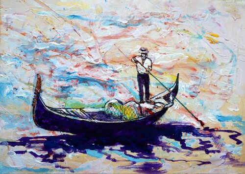 Venice,Gondolier 4 di Rakhmet Redzhepov, Pittura in vendita su Singulart