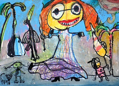 Family Walk in Amusement Park von Rakhmet Redzhepov, Malerei kaufen auf Singulart