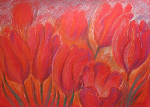 Tulips  Red 3 di Rakhmet Redzhepov, Opera su carta in vendita su Singulart