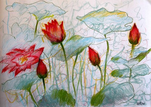 Fantasy with Flowers 257 par Rakhmet Redzhepov, Œuvre sur papier en vente sur Singulart