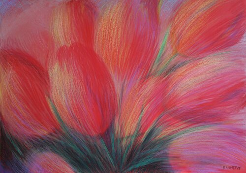 Tulips  Red 6 by Rakhmet Redzhepov, Work on Paper for Sale on Singulart