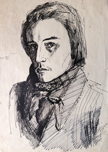 Self-Portrait  1973 par Rakhmet Redzhepov, Œuvre sur papier en vente sur Singulart