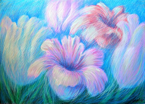 Tulips  Purple di Rakhmet Redzhepov, Opera su carta in vendita su Singulart