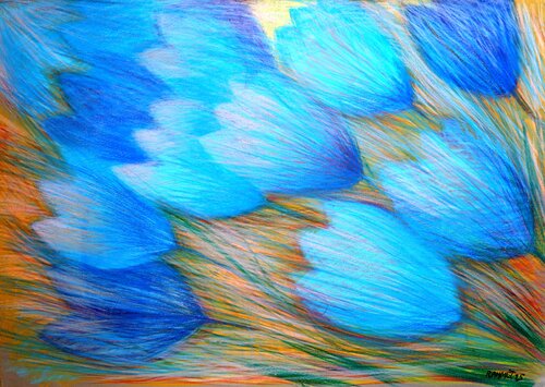 Tulips Blue 2 di Rakhmet Redzhepov, Opera su carta in vendita su Singulart